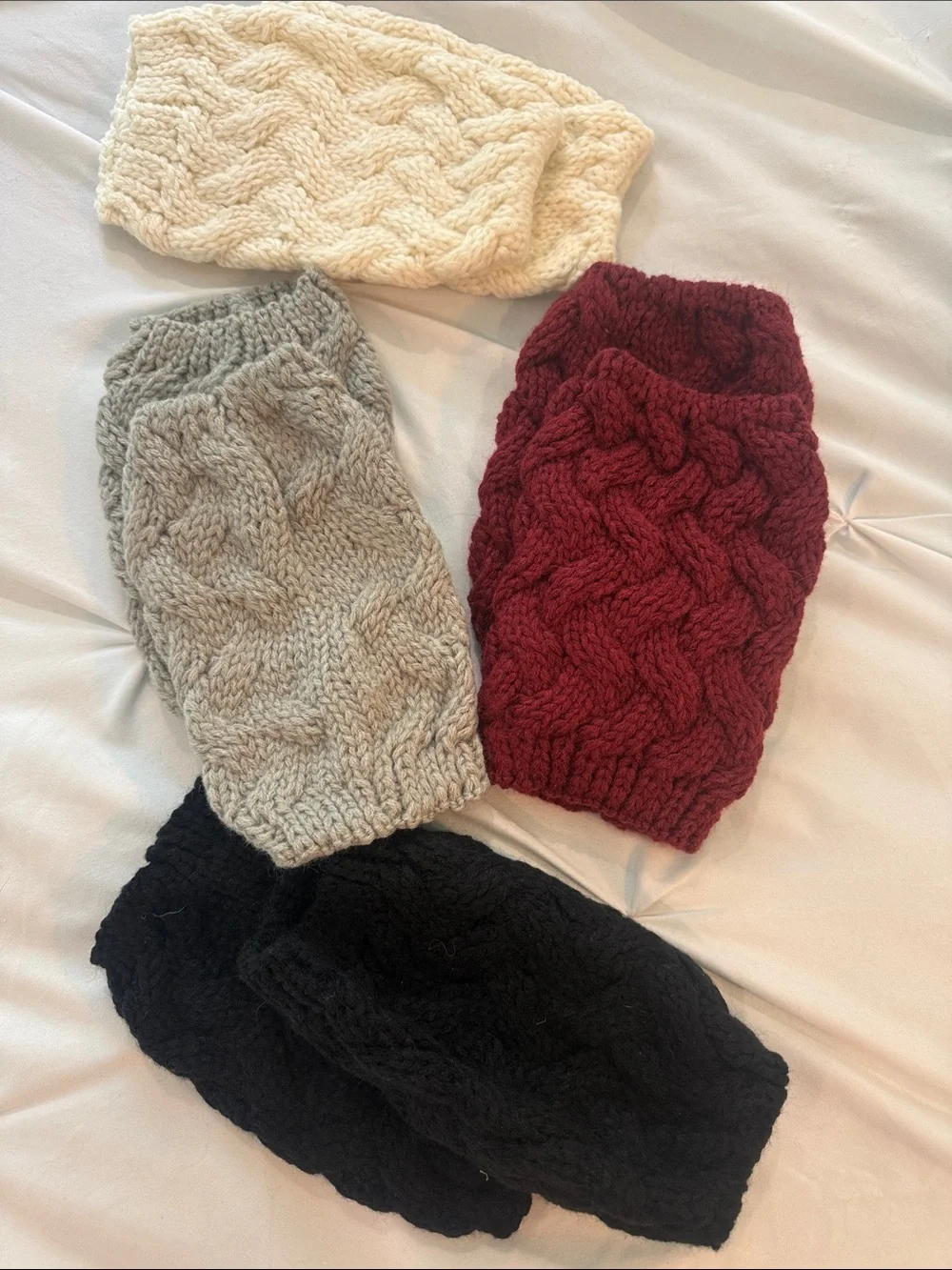 Cable Knit Boot Cuffs - Set of 4 (Cream, Gray, Burgundy, Black)